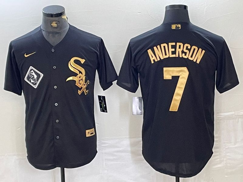 Men Chicago White Sox 7 Anderson Black gold 4 th generation Nike 2024 MLB Jersey style 2
